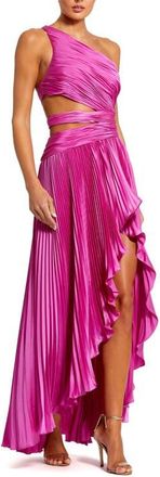 Mac Duggal One Shoulder Pleated Charmeuse Gown with Slit in Fuchsia at Nordstrom, Size 10