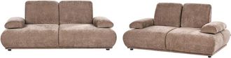 Beliani Sofa 3+2 Seater Set Brown Fabric Upholstery Wooden Legs Adjustable Backrest & Armrests Living Room Furniture NACKA