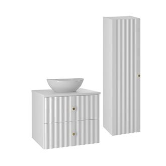 Petits Meubles Set de muebles con lavabo y columna estratificado Blanco