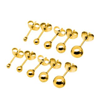 Generic Fashion Gold Stud Earrings Steel Ear Accessories Small Piercing Jewelry for Women Girls (Gold, One Size)