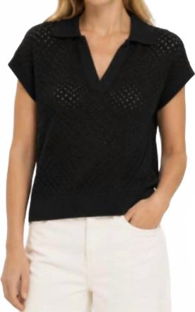 Autumn Cashmere Boxy Mesh Johnny Collar Tee In Black