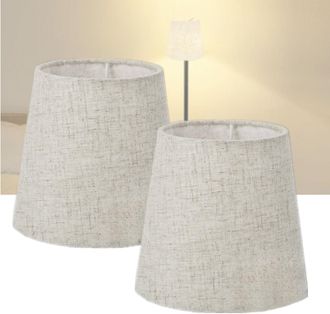 OEM Juego De 2 Pantallas De L&aacute;mpara E14 De Lino Para L&aacute;mparas De Mesilla O De Pared, Candelabros, 15x14x11 Cm