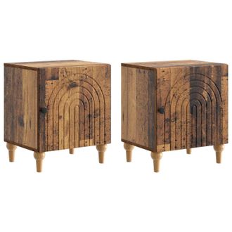 vidaXL Armario De Noche 2 Pcs Madera Envejecida 43 X 34,5 X 50 Cm Vidaxl