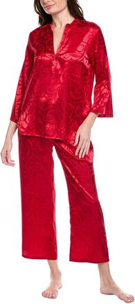 Natori 2pc Scroll Satin Jacquard Pajama Set