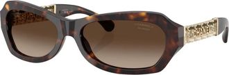 Chanel Sunglasses, female, Brown, Size: 59 MM Rectangle Sunglasses