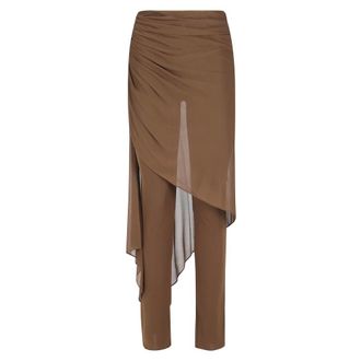 Giuseppe Di Morabito Straight Trousers, female, Brown, Size: S Ruched Trousers