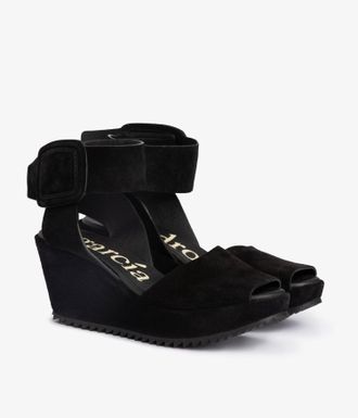 Pedro Garcia Comfort wedge in black suede | Ferland| Spring Summer 26 | PEDRO GARCIA