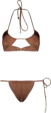 Manokhi halterneck tie-fastening bikini set - women - Nylon/Spandex/Elastane/Nylon/Spandex/Elastane - S - Brown