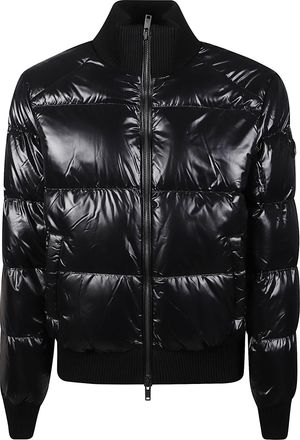 Moose Knuckles Black Kings Quilted Puffer Nylon Bomber Jacket