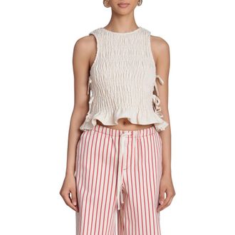 Avec Les Filles Smock Linen Blend Top in Oatmeal at Nordstrom, Size X-Small