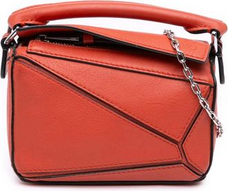 Loewe Pre-owned Handbags, female, Orange, Size: ONE SIZE Pre-owned Structured Leather Top Handle Bag