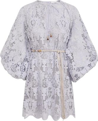 Zimmermann Kanten Tuniek Mini Jurk - Dames - Korte kleedjes - Blauw - S - Kleedjes
