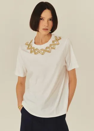 Exquise Elise Modern Luxe Accent Tee in White at Nordstrom, Size Medium