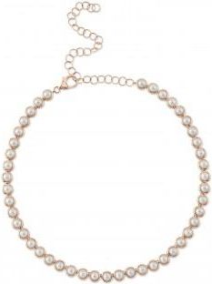 Allurez Cultured Pearl Tennis Pendant Necklace 14K Rose Gold (5mm)