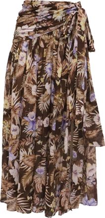 Zimmermann Coco Bow Maxi Skirt in Brown Cotton