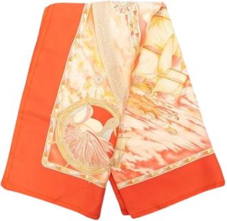 Herm&egrave;s Pre-owned Fregates Magnifiques Sjaal - Dames - Vintage Accessoires - Oranje - ONE Size - Vintage