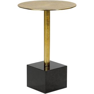 Beliani Beliani - Modern Round Side Table Geometric Form Metal Top Stone Base Black and Gold 30 x 30 cm Colibri