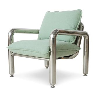 HKliving Chrom-Loungesessel, canvas mint