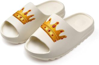 Generic Golden Crowned Slides for Women Men Soft Thick Bottom Coconut Slippers Sandals for Bathroom Beach