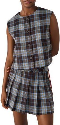 Steve Madden Alessa Sleeveless Plaid Shirt in Brown Plaid at Nordstrom Rack, Size Xx-Large