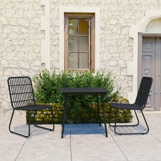 vidaXL Vidaxl - Juego De Comedor Para Jard&iacute;n 3 Piezas Rat&aacute;n Sint&eacute;tico Y Vidrio