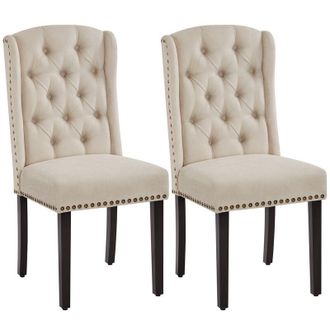 Yaheetech Set 2 Sedie Sala da Pranzo Tessuto Moderne Imbottite Eleganti Gambe in Legno Massello Schienale Alto Grigie - Yaheetech