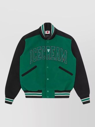 Icecream varsity college jacket contrast sleeves stripes