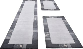 THEKO Bettumrandung »Royal Ganges« Höhe 13 mm 3 Stk. tlg. Bettvorleger, 3-teiliges Läufer-Set fürs Schlafzimmer, 100% Wolle