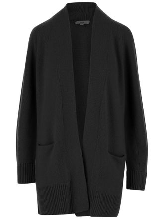 Vince Cashmere V-Neck Cardigan with Patch Pockets and Ribbed Edges