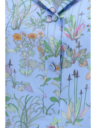 Gucci Womens Shirt Printed Silk-Twill Azure-Ivory Azure-Ivory-Multicolour Azure/ivory/multicolour