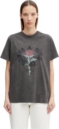 Ganni T-shirt met roos - Dames - T-shirts - Grijs - L - Katoen - Tops