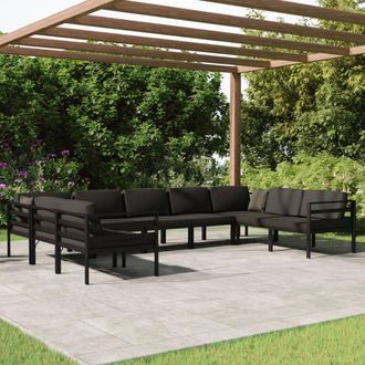 vidaXL Set Muebles De Jard&iacute;n 9 Pzas Y Cojines Aluminio Gris Antracita Vidaxl