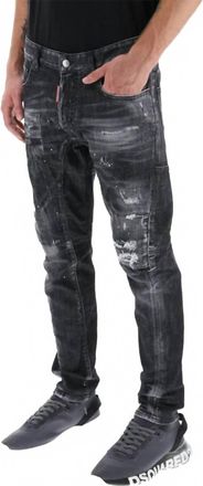 Dsquared2 MenS Sprayed Effect Distressed Skater Jeans In Black