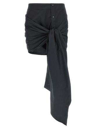 The Attico Black Cotton Long Womens Skirt