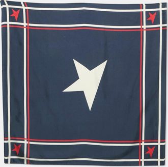Golden Goose Navy Blue Star Print Silk Scarf