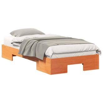 Berkfield Home Durable Floor Bed Frame with Storage Brown 80 x 200 cm Solid pine wood in Light Brown