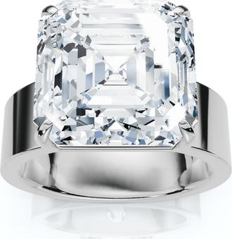 Pompeii3 Certified 8Ct Asscher Cut Cigar Band Solitaire Diamond Engagement Ring Lab Grown