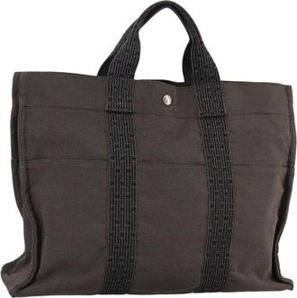 Herm&egrave;s Fourre-Tout Herline Fourre-Tout Herline Gray Canvas Bag (Pre-Owned)