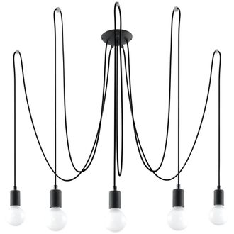 Sollux Lighting L&aacute;mpara de ara&ntilde;a negro tela, acero alt. 150 cm