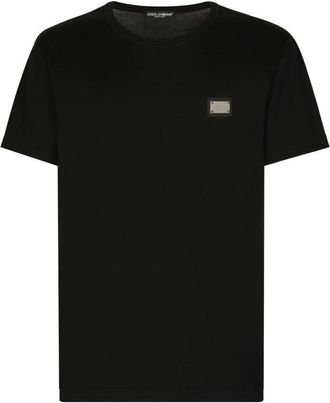 Dolce & Gabbana Logo Plaque T-shirt - Heren - T-shirts - Zwart - L - Katoen - Tops