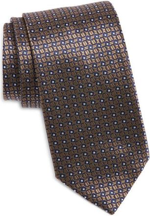Canali Geometric Silk Tie in Brown at Nordstrom