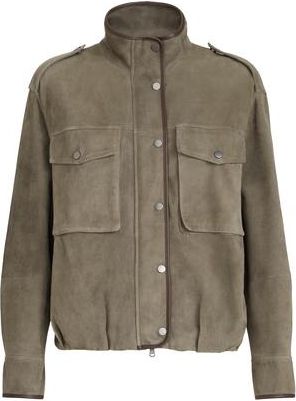 Brunello Cucinelli Couture suede outerwear in Green at Nordstrom, Size 46 It