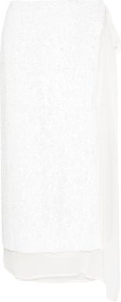 Parosh wikkel midi-rok met lovertjes