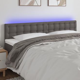 vidaXL Cabecero Con Led Cuero Sint&eacute;tico Gris 180x5x78/88 Cm Vidaxl