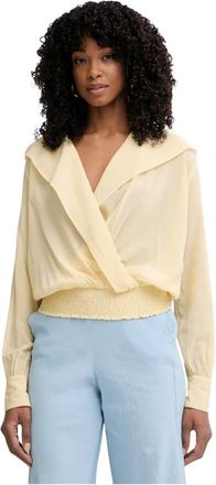 Pinko Wikkelblouse - Dames - Blouses - Geel - M - Katoen - Overhemden