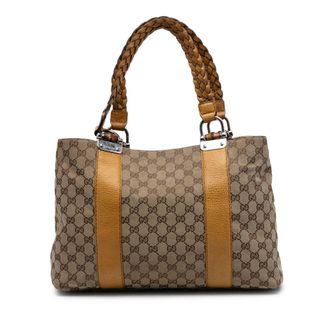 Gucci Tweedehands Gg Canvas Bamboe Libeccio Tote