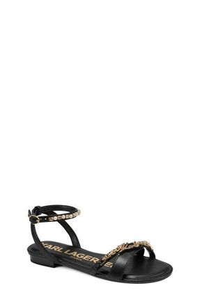 Karl Lagerfeld Christiano Ankle Strap Sandal in Black at Nordstrom, Size 5.5