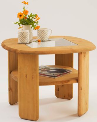 HOME AFFAIRE Couchtisch »Jayden 2« in zwei Grössen, massives Kiefernholz mit Glaseinsatz