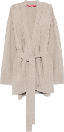 Marina Rinaldi Gestrikt kabelgebreid vest - Beige