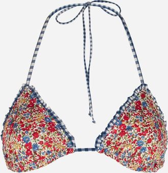 MC2 Saint Barth Woman Ruffled Triangle With Liberty Print Made With Liberty Fabric